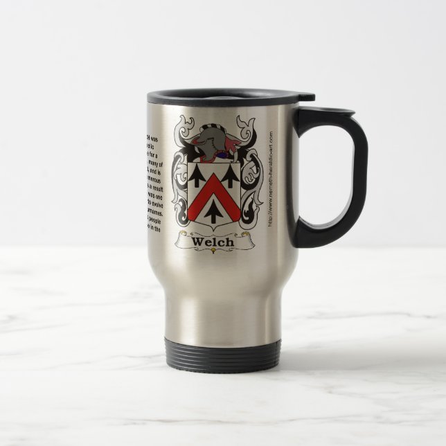 Welch Family Coat of Arms on a Travel Mug (Right)