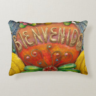 Welcom sign in Spanish, Mexico Decorative Cushion