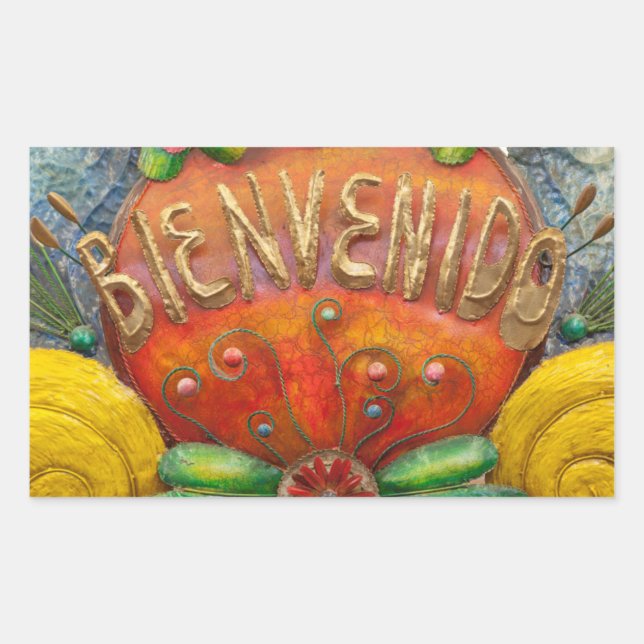 Welcom sign in Spanish, Mexico Rectangular Sticker (Front)
