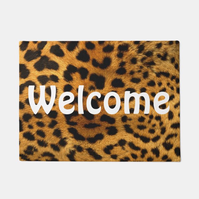 Welcome 18" x 24" Door Mat/Cheetah Print Doormat (Front)