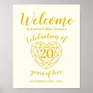 Welcome 20 years of love 20th anniversary heart poster