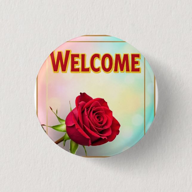 Welcome  3 cm round badge (Front)
