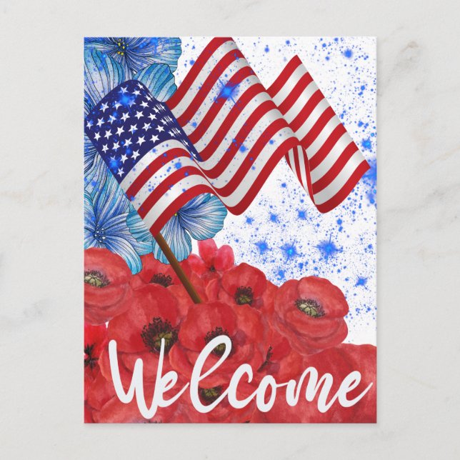 Welcome 4th of July   Holiday Postcard (Front)