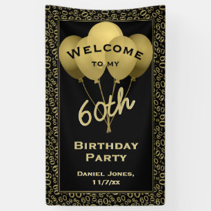 Welcome 60th Birthday Number Patten Gold amd Black Banner