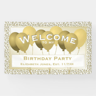 Welcome 65th Birthday Number Pattern Gold/White Banner