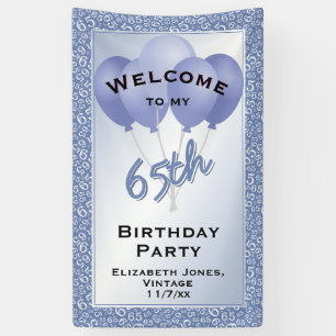 Welcome 65th Cool Number Pattern - Blue/White Banner