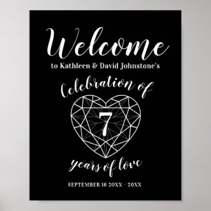 Welcome 7 years of love 7th anniversary heart poster