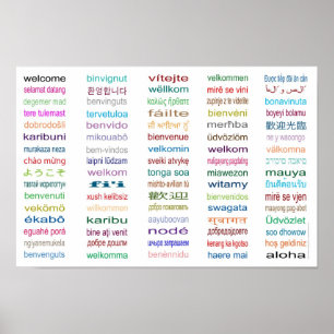 Welcome 80 Languages Poster - White