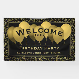 Welcome 85th Birthday Number Pattern   Black/Gold Banner