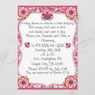 Welcome A Little Lady Bug Baby Shower Invitation