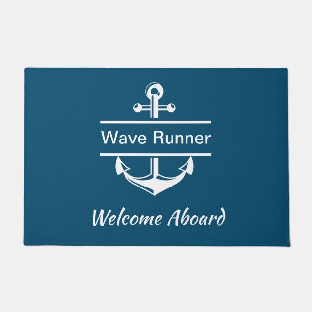 Welcome Aboard Boat Mat, Nautical Boat Mat, Custom Doormat (Front)
