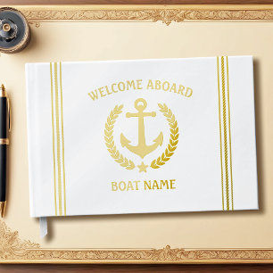 Welcome Aboard Boat Name Anchor Laurel Star Guest Book