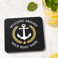 Welcome Aboard Boat Name Anchor Regal Gold Laurel