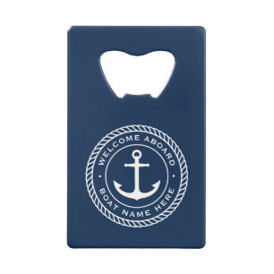 Welcome aboard boat name anchor rope border