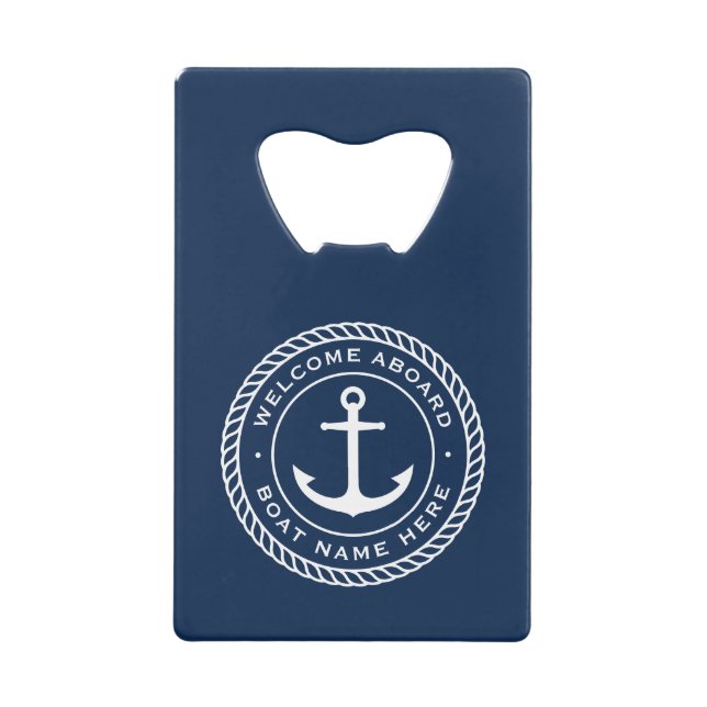 Welcome aboard boat name anchor rope border (Front)