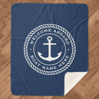 Welcome aboard boat name anchor rope border
