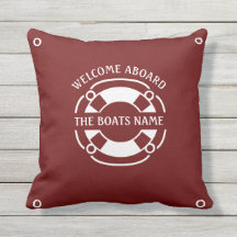 Welcome Aboard Boats Name Nautical White Dark Red