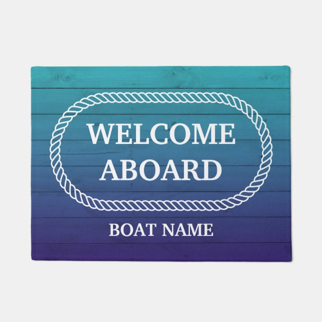 Welcome Aboard Doormat With Boat Name (Front)