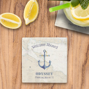 Welcome Aboard 🌊 Mackinac Island Michigan Stone Coaster