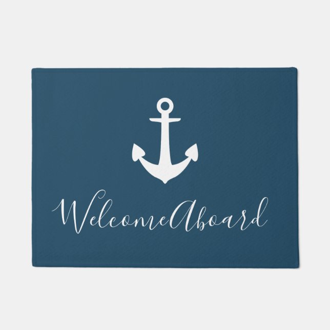 Welcome Aboard Maritime Anchor Doormat (Front)