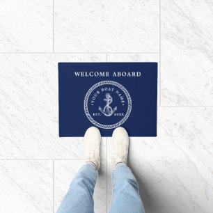 Welcome Aboard Nautical Anchor & Rope Boat Name Doormat