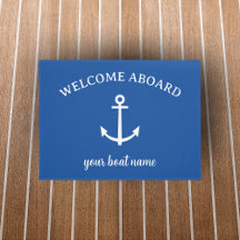 Welcome Aboard Nautical Boat Name Decor