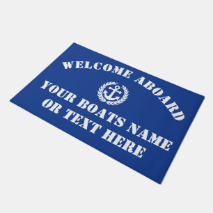 Welcome aboard nautical boats anchor doormat