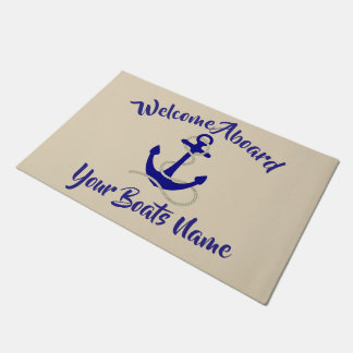Welcome aboard nautical boats name anchor doormat