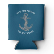 Welcome Aboard Nautical Greeting Anchor Blue