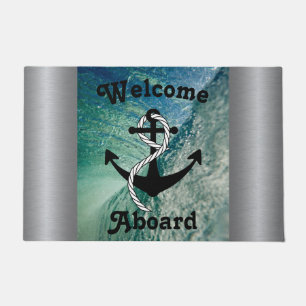 Welcome Aboard Nautical Ocean Mat