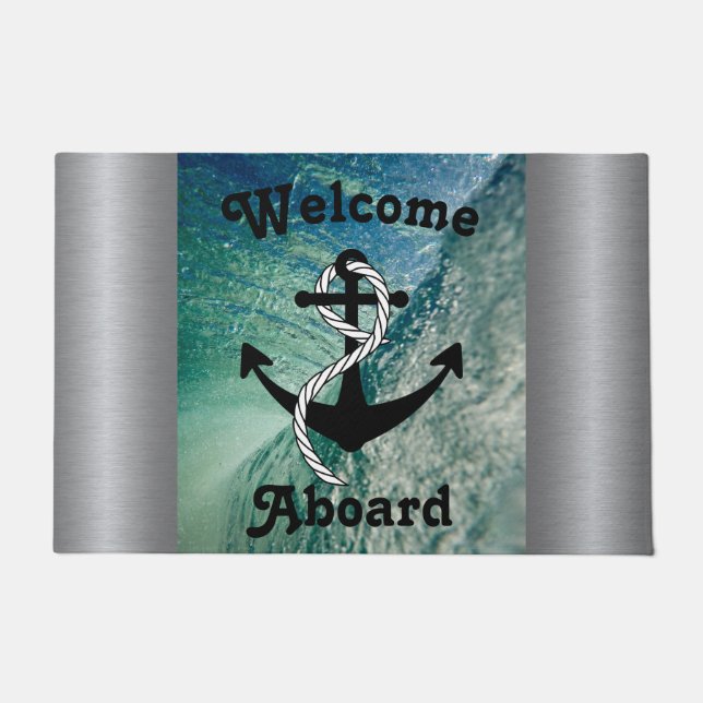 Welcome Aboard Nautical Ocean Mat (Front)
