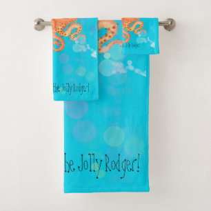 Welcome aboard octopus in bubbly sea bath towel set