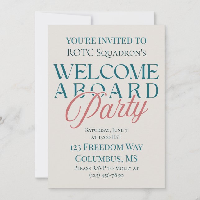 Welcome Aboard Party - Modern Serif Military Invitation (Front)