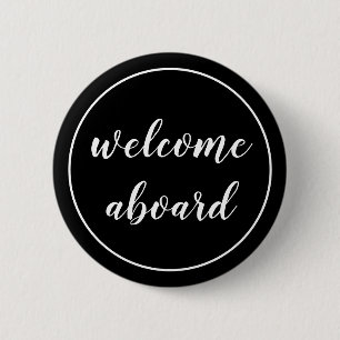 welcome aboard script 6 cm round badge