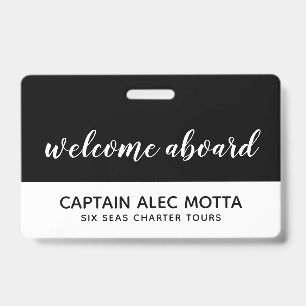 welcome aboard script ID badge