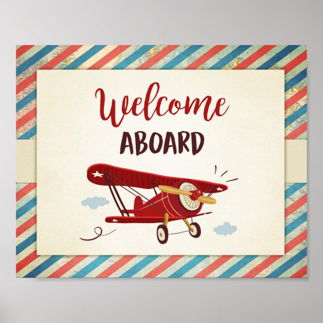 Welcome aboard Sign Aeroplane birthday Baby shower (Front)