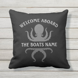 Welcome Aboard with Personalised Boat Name Octopus Cushion