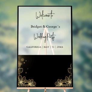 welcome abstract floral black & frosted acrylic sign