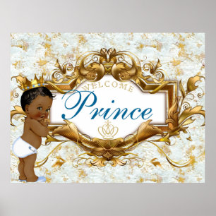 Welcome African Prince Royal Baby Shower Poster