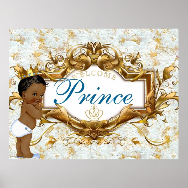 Welcome African Prince Royal Baby Shower Poster (Front)