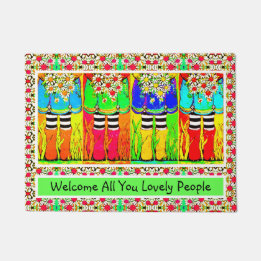Welcome All You Lovely People Boots and Daisies Doormat