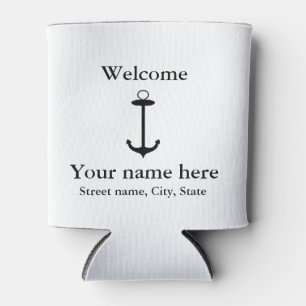 Welcome anchor simple design add name place detail can cooler