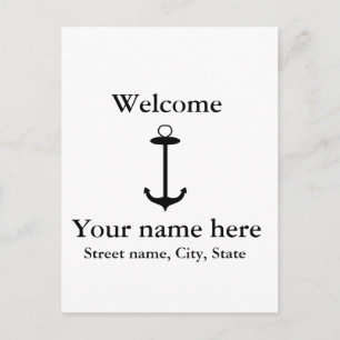 Welcome anchor simple design add name place detail postcard