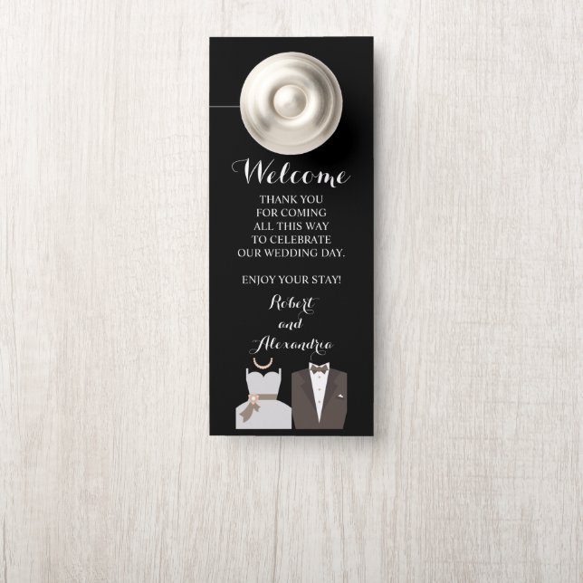 Welcome and Do not Disturb Wedding Bride & Groom Door Hanger (On Knob)
