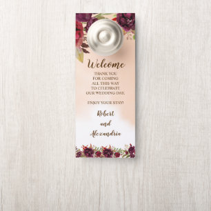 Welcome and Do not Disturb Wedding Burgundy Door Hanger