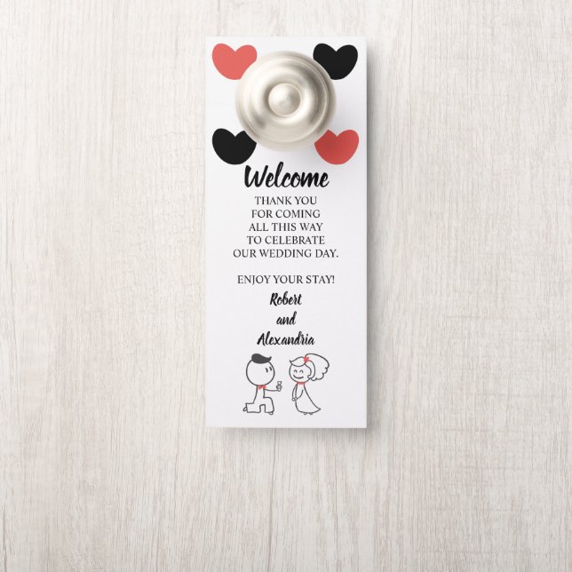 Welcome and Do not Disturb Wedding Couple  Door Hanger (On Knob)