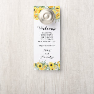 Welcome and Do not Disturb Wedding Sunflowers Door Hanger