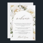 Welcome and Itinerary Wedding White Peony  Invitation<br><div class="desc">White Peony Floral Wedding Arch welcome and itinerary /program</div>
