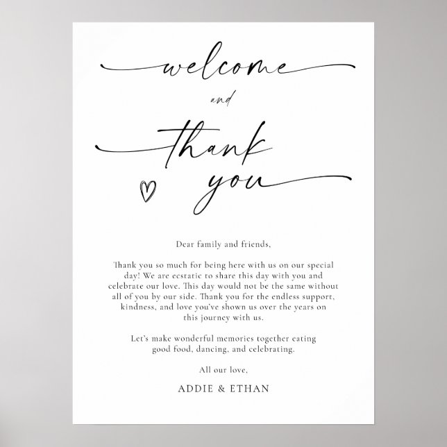 Welcome and Thank You Wedding Sign (Front)