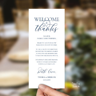 "Welcome and Thanks" Elegant Reception Guest Card